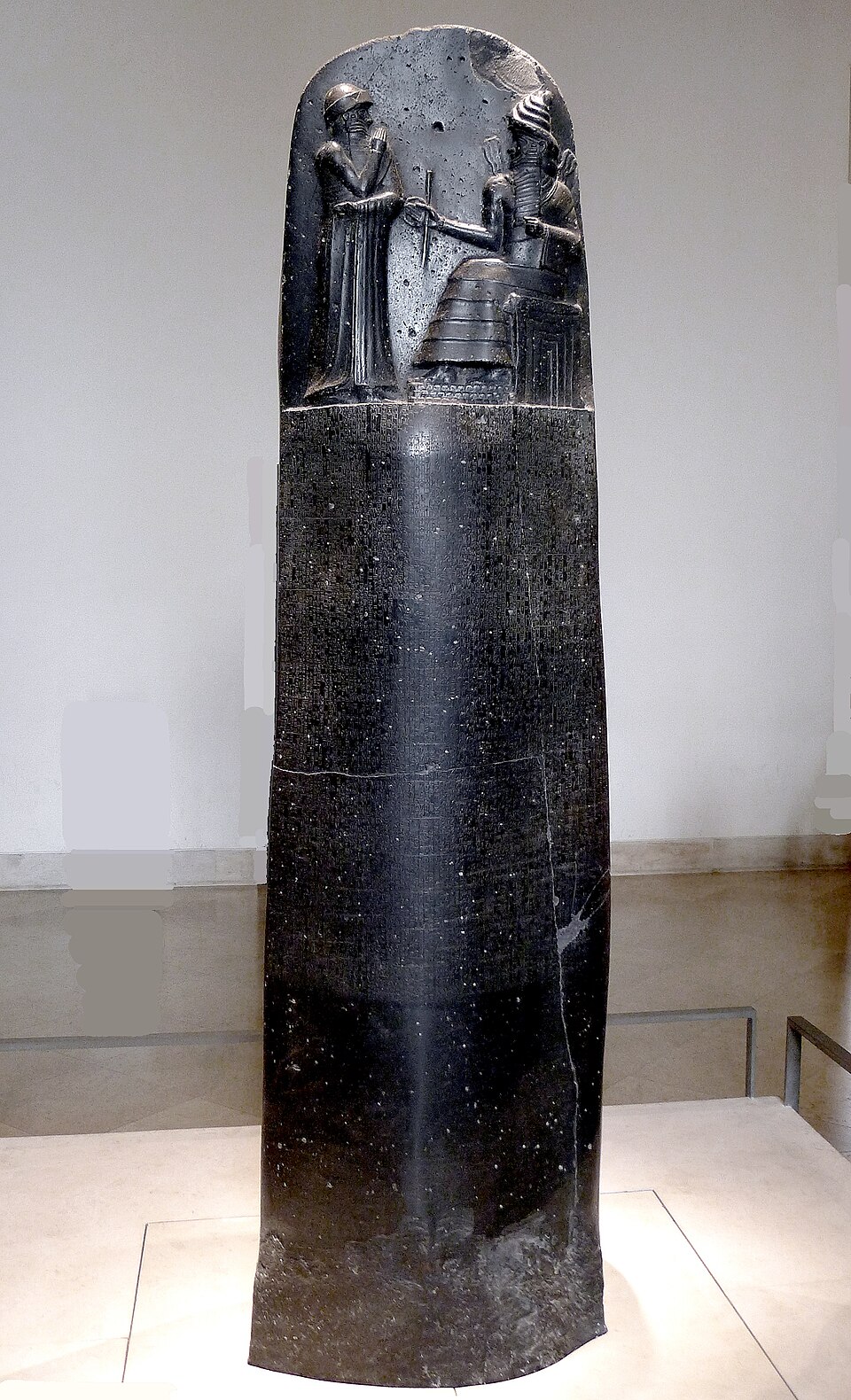 The Code of Hammurabi stele, basalt, in the Louvre Museum